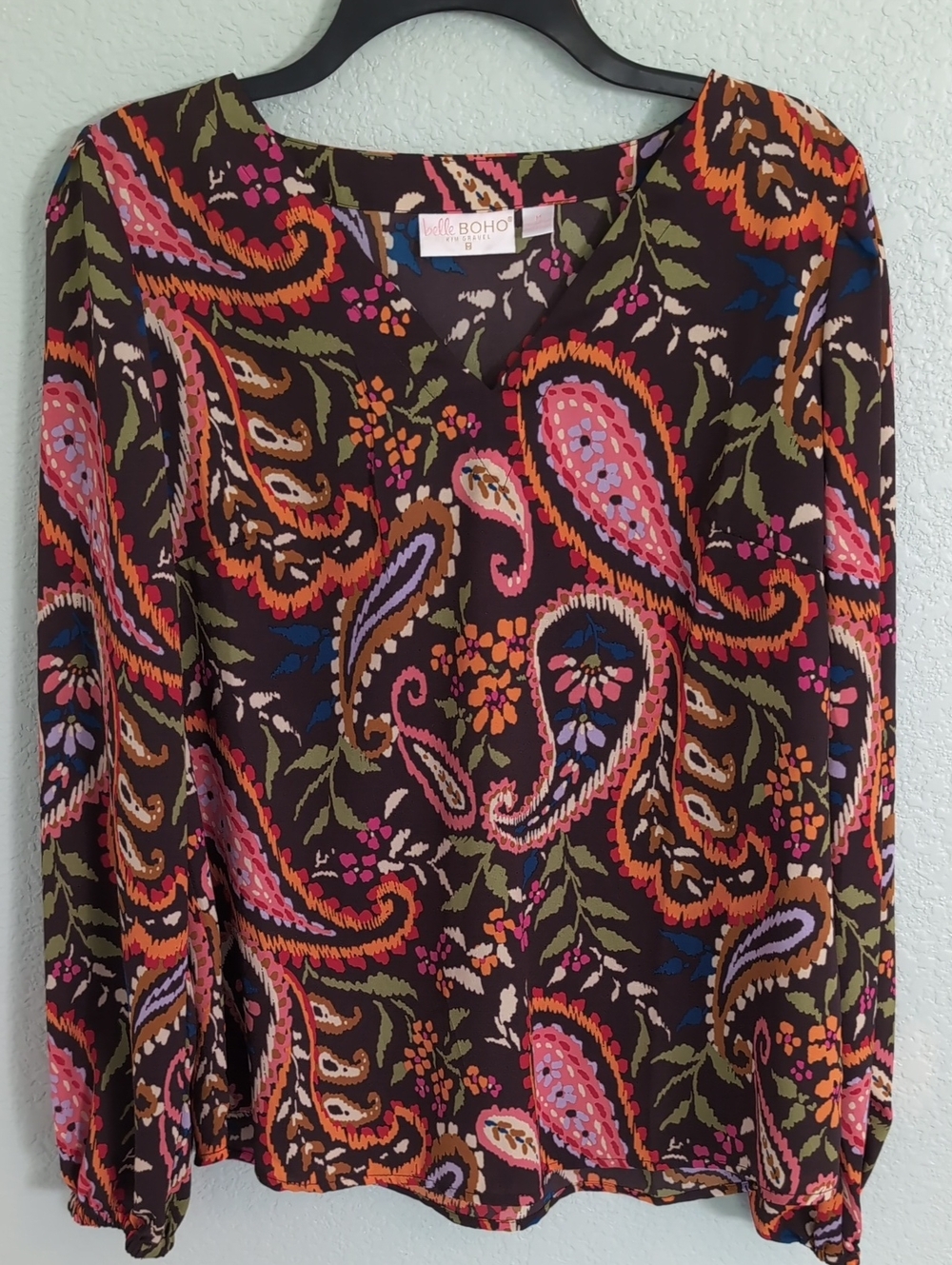 Belle Boho Vibrant Paisley V-Neck Women's Top